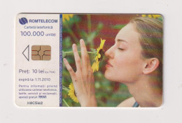 ROMANIA - Woman Smelling Flower Chip  Phonecard - Rumania