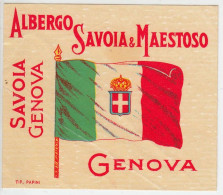 ETICHETTA LABEL ORIGINALE ALBERGO HOTEL SAVOIA &MAESTOSO GENOVA - Altri & Non Classificati