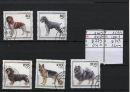 PRIX F. Obl 1629 A 1633 YT 1797 A 1801 MIC B779 A B783 SCO 2640 A 2644 GIB Races Canines D'origine Allemande 1995 75/12 - Used Stamps