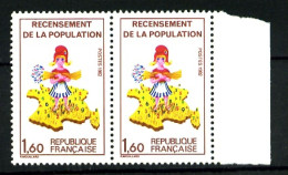 2202a - 1,60F  Recensement - Variété "Chiffre 7 Manquant Sur La Corse" - En Paire Avec Normal - Neuf N** - TB - Unused Stamps