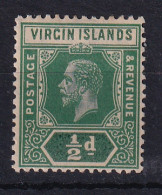 British Virgin Is: 1913/19   KGV   SG69b    ½d   Blue Green & Deep Green    MH - British Virgin Islands