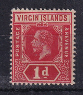 British Virgin Is: 1913/19   KGV   SG70a    1d   Deep Red & Carmine    MH - Britse Maagdeneilanden