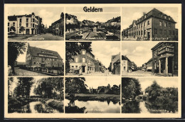 AK Geldern, Hartstrasse, Gymnasium, Bahnhofstrasse, Issumerstrasse  - Geldern