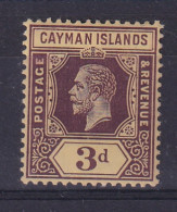 Cayman Islands: 1912/20   KGV    SG45   3d  Purple/yellow   MH - Caimán (Islas)