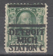 USA Precancel Vorausentwertungen Preo Bureau Michigan, Detroit Station C 302-L-1 E, Stamp Thin - Vorausentwertungen
