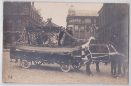 Amiens (?) Carte-photo Hacquart Char Fête Défilé Cavalcade Attelage De Chevaux Corso Fleuri - Amiens