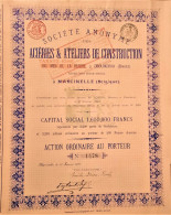 S.A. Des Acéries Et Atéliers De Construction Taretzkoie (Donetz) - Action Ordinaire Au Porteur (1897) - Rusia