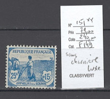 France - Yvert 151** - Orphelins 1ere Série - 25 Cts + 15 Cts - Luxe - Neufs