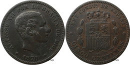 Espagne - Royaume - Alphonse XII - 5 Centimos 1878 OM - TTB/XF40 - Mon6341 - Erstausgaben