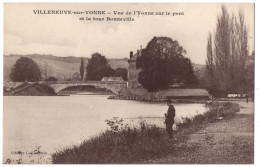 CPA 89 - VILLENEUVE SUR YONNE (Yonne) - Vue De L'Yonne Sur Le Pont Et La Tour Bonneville (petite Animation) - Villeneuve-sur-Yonne