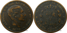 Espagne - Royaume - Alphonse XII - 5 Centimos 1878 OM - TTB/XF45 - Mon5021 - First Minting