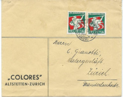 LETTRE AVEC 2 TIMBRES PRO JUVENTUTE 1932 LANCER DU DRAPEAU - Brieven En Documenten