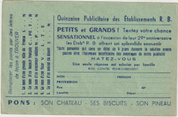 CPA - 17 - PONS - Son Château -ses Biscuits - Son Pineau - Carte Jeu Concours Etablissements R.B. - Pons