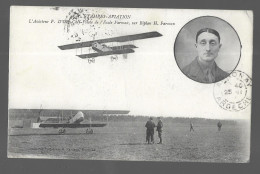 Etampes Aviation. L'aviateur F. D'Or, Chef Pilote De L'école Farman, Sur Biplan H. Farman + Cachet Militaire (13513) - Etampes