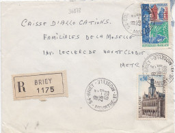 36878# LETTRE FRANCHISE POSTALE RECOMMANDE Obl 54 BRIEY MEURTHE ET MOSELLE 1968 METZ MOSELLE - 1961-....