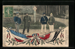 AK Soldaten In Uniform An Der Deutsch-französischen Grenze Auf Der Strasse Von Lascemborn Nach Cirey  - Douane