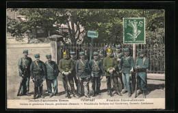 AK Franz. Soldaten Und Gendarmen Und Deutsche Gendarmen An Der Deutsch-französischen Grenze  - Customs