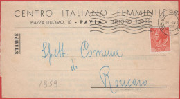 ITALIA - Storia Postale Repubblica - 1959 - 10 Antica Moneta Siracusana (isolato) - STAMPE - Centro Italiano Femminile - - 1946-60: Marcofilie