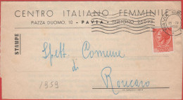 ITALIA - Storia Postale Repubblica - 1959 - 10 Antica Moneta Siracusana (isolato) - STAMPE - Centro Italiano Femminile - - 1946-60: Marcophilia