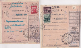 1950 N. 2 Ricevute Vaglia - Storia Postale