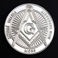 Pièce Médaille NEUVE Plaquée Argent - Franc-maçon Franc-maçonnerie (Ref 1C) - Altri & Non Classificati