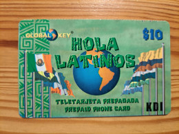 Prepaid Phonecard USA, Global Key, Hola Latinos - Flag - Andere & Zonder Classificatie