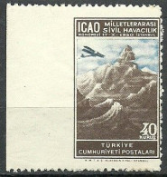 Turkey; 1950 ICAO Regional Congress 40 K. ERROR "Imperf. Edge" - Unused Stamps
