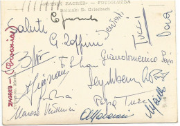 Cartolina B/n Autografi 16 Atleti Italiani Zagabria Croazia Jugoslavia X Centro Nuoto CONI Piscina Cozzi Milano Anni '70 - Sportlich