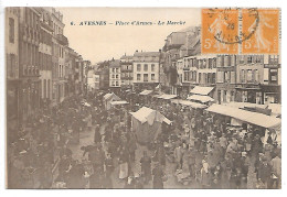 Cpa...Avesnes...(nord)...place D'armes...le Marché...1923...animée... - Avesnes Sur Helpe