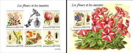 Guinea 2023, Flowers And Insects, 5val In BF +BF IMPERFORATED - Otros & Sin Clasificación