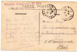 1915."HOPITAL  AUXILIAIRE N°252".A.D.F.".PARIS (SEINE) - Prima Guerra Mondiale