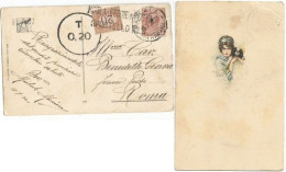 Cartolina "Donne Nell'Arte" Artistica Marsala 13lug1922 X Fermo Posta Roma Tassata C.20 - Segnatasse