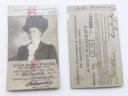 Abonnement Exposition Int. BRUXELLES 1910  Kermesse - Tickets - Vouchers