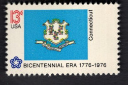 206110686 1976  SCOTT 1637 (XX) POSTFRIS MINT NEVER HINGED -  Flag American Bicentennial FLAG OF CONNECTICUT - Unused Stamps