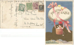 Cartolina Illustratore Chiostri - Buona Pasqua Da S.Damiano Asti 5apr1928 X Francia Tassata C.60 Verde - Cartas & Documentos