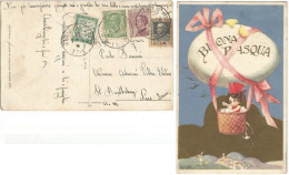 Cartolina Illustratore Chiostri - Buona Pasqua Da S.Damiano Asti 5apr1928 X Francia Tassata C.60 Verde - Storia Postale