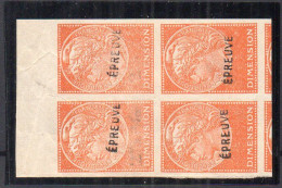 !!! FISCAL, DIMENSION N°79a SURCH EPREUVE EN BLOC DE 4 NEUF ** - Timbres