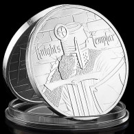 Pièce Médaille NEUVE Plaquée Argent - Les Templiers Chevaliers Knights Templar (Réf 6) - Altri & Non Classificati