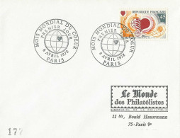 1711  Premier Jour  Mois Mondial Du Coeur  Paris  8 Avril 1972 - 1970-1979