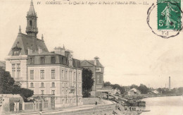 FRANCE - Corbeil - Le Quai De L'Apport De Paris Et L'hôtel De Ville - LL - Animé - Carte Postale Ancienne - Corbeil Essonnes