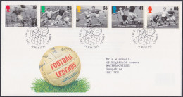 GB Great Britain 1996 FDC Football, Soccer, Legends, Sport, Sports, Ball, Pictorial Postmark, First Day Cover - Brieven En Documenten