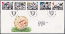 GB Great Britain 1996 FDC Football, Soccer, Legends, Sport, Sports, Ball, Pictorial Postmark, First Day Cover - Covers & Documents