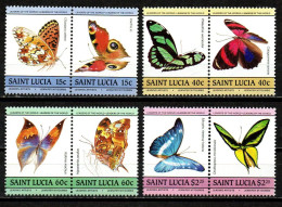 St. Lucia 1985 - Mi.Nr. 732 - 739 - Postfrisch MNH - Tiere Animals Schmetterlinge Butterflies - Schmetterlinge