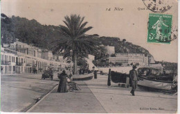 Nice Quai Du Midi Bateaux Pecheurs  Carte Postale Animee  1908 - Leven In De Oude Stad