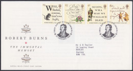 GB Great Britain 1996 FDC Robert Burns, Poet, Lyricist, Poem, Art, Literature, Pictorial Postmark, First Day Cover - Lettres & Documents