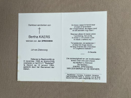 KAERS Bertha °BEGIJNENDIJK 1908 +HERENT 1994 - SPIESSENS - VAN DEN BERGH - DE ROOVER - Obituary Notices