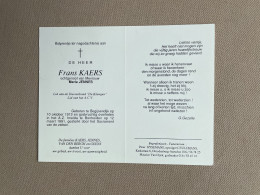 KAERS Frans °BEGIJNENDIJK 1913 +BONHEIDEN 1991 - JENNES - VAN DEN BERGH - GEENS - Duivenbond De Klamper - A.C.V. - Décès