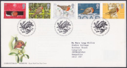 GB Great Britain 1995 FDC Christmas Robins, Robin, Bird, Birds, Pictorial Postmark, First Day Cover - Lettres & Documents