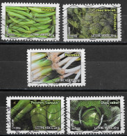 - France 2012  Oblitéré Autoadhésif  N°  741 - 743  - 746 - 747 - 750   -   Les Légumes - Used Stamps