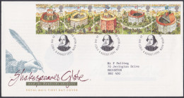 GB Great Britain 1995 FDC William Shakespeare, Bankside Theatre, Culture, Literature Pictorial Postmark, First Day Cover - Covers & Documents